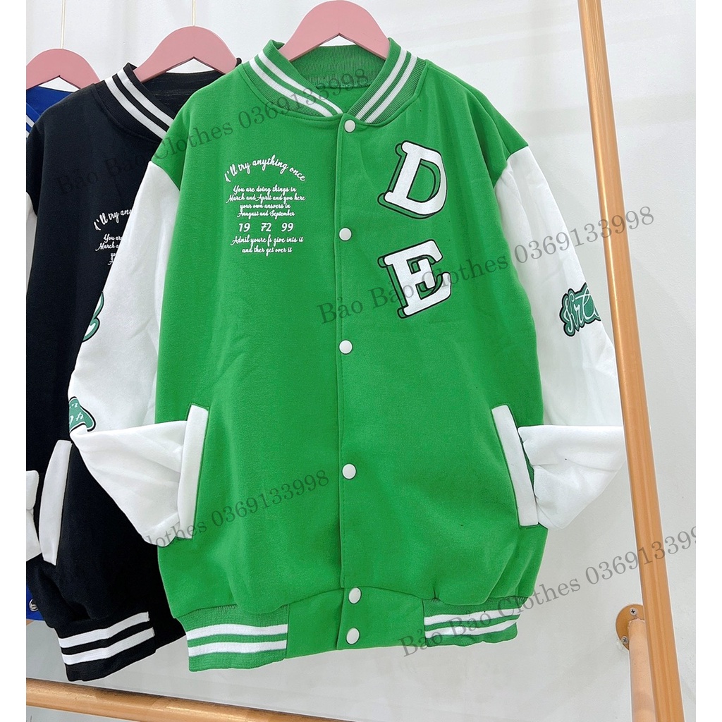 Áo Khoác DE Dáng Rộng Bomber Nam Nữ Unisex Dày Dặn Bo Tay Bồng Chất Nỉ Dày Đẹp