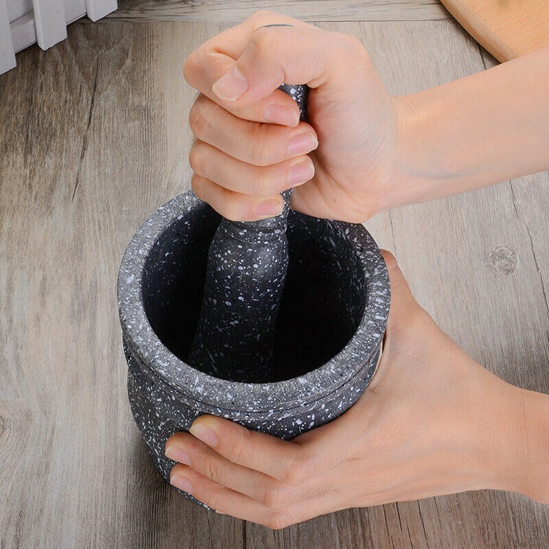 Granite Pattern Pestle Set Stone Herb Spice Grinder Solid Grinder Cooking Set