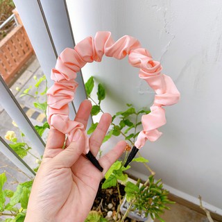 Cài tóc vải scrunchies màu trơn lụa bóng