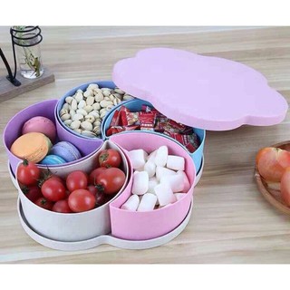 Khay mứt Tết 5 ngăn - hộp nhựa lúa mạch đa sắc đựng bánh mứt