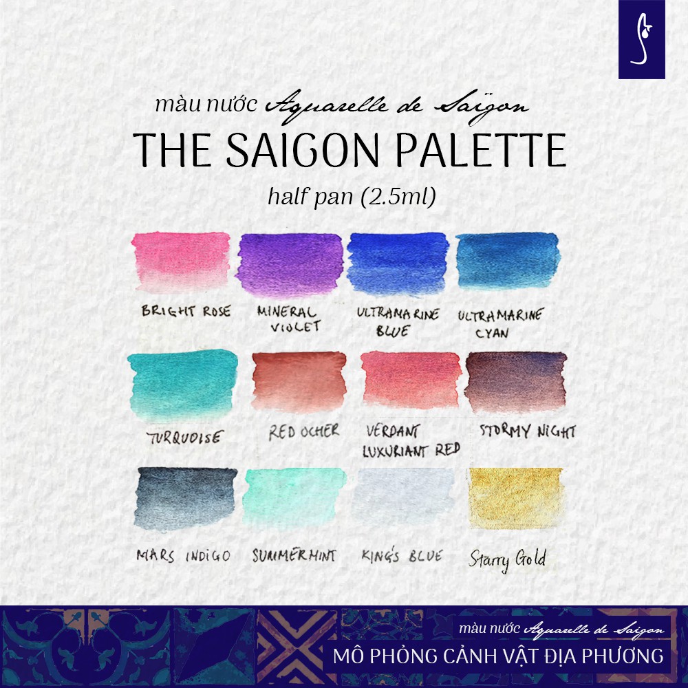 Bộ 12 màu nước Aquarelle de Saigon - Set 1