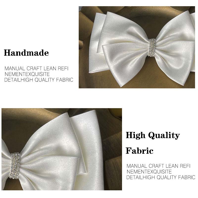 Nơ Cài Tóc Đính Đá Satin Màu Trắng / Đỏ / Đen Thanh Lịch Dành Cho Cô Dâu