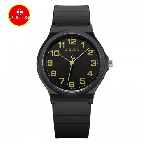 Đồng Hồ Nữ Julius dây nhựa JA-1055E màu đen