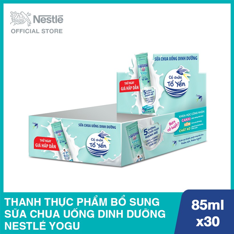 [Tặng 10 gói khi mua 20 gói] thùng 30 gói x 85ml/ gói Sữa chua uống dinh dưỡng Nestle Yogu tổ yến