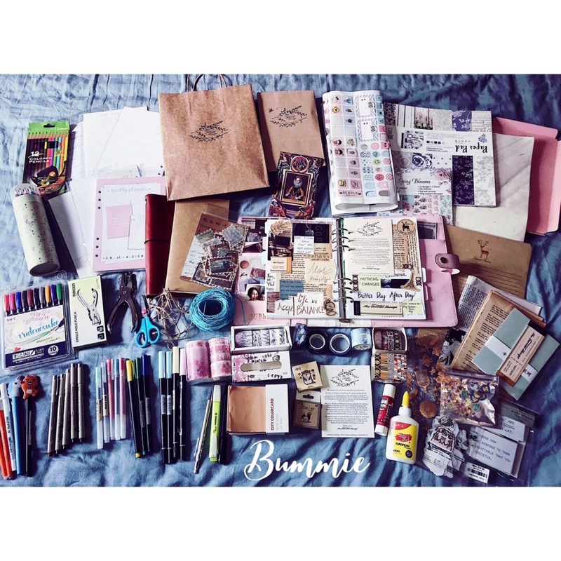 Set 21 sticker và giấy ngẫu nhiên phong cách vintage Bummie Journal