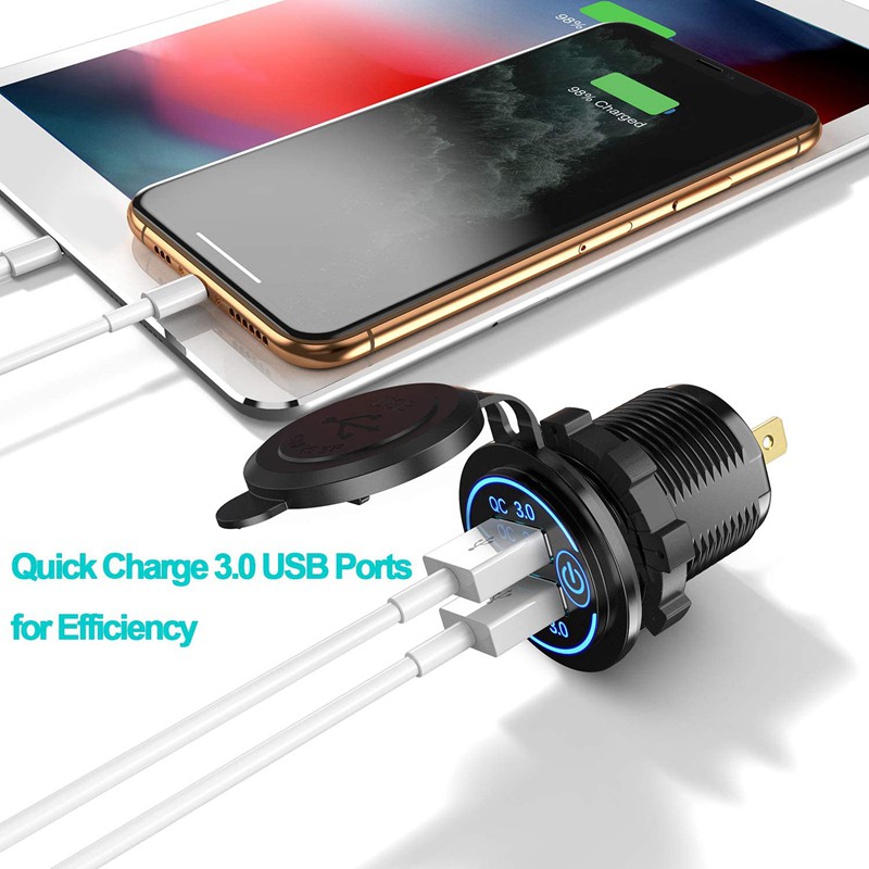 Cốc Sạc Nhanh Usb 3.0 12v 36w Cho Xe Ô Tô / Xe Tải / Tàu Thuyền