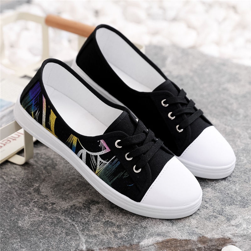Giày Thể Thao Vải Canvas Màu Trắng Thoáng Khí Phong Cách Hàn Quốc Cho Nữ