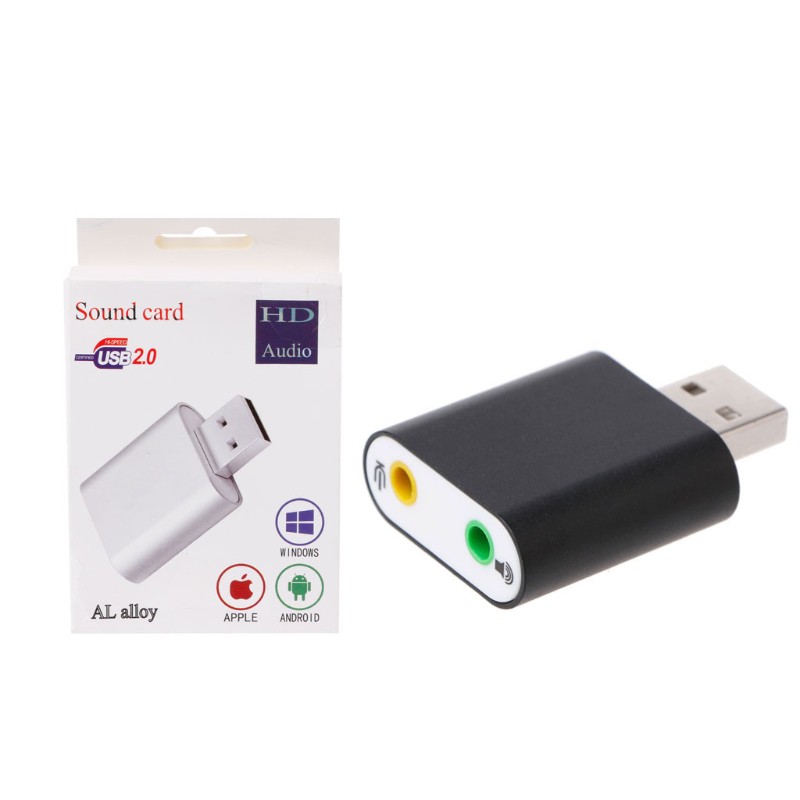 Card âm thanh ngoài USB 2.0 3D Stereo 7.1 có 2 lỗ cắm jack 3.5mm tiện dụng