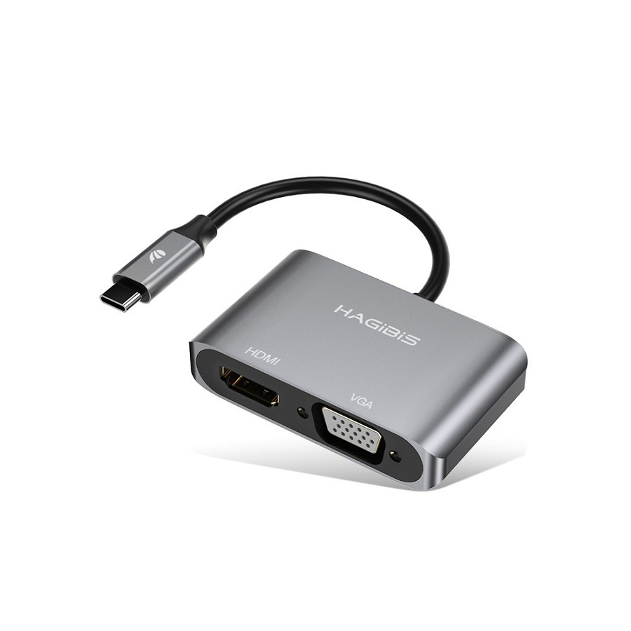 Cáp Chuyển USB-C To 4K HDMI/VGA Hagibis 2 in 1 Hub