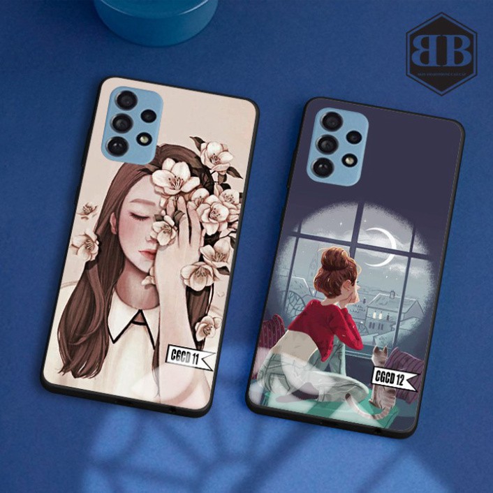 Ốp lưng kính cường lực Samsung Galaxy A52 / A72 hình cô gái cô đơn