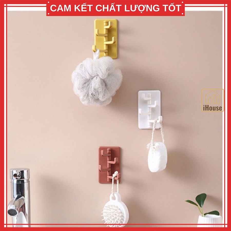 Móc treo đồ dán tường siêu dính siêu chắc đa năng dáng rễ cây 4 nhánh xoay, 4 màu đẹp chịu lực 1.5kg iHouse