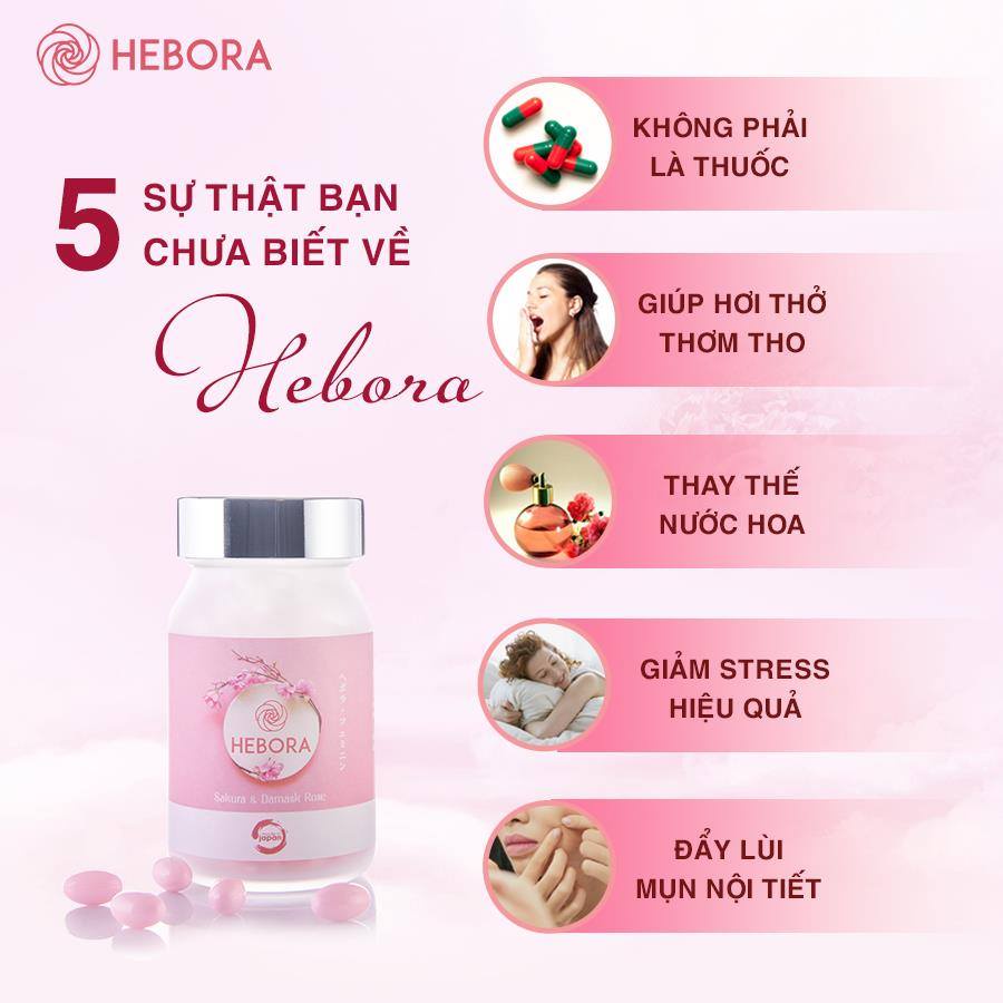 Viên uống thơm cơ thể Hebora Sakura & Damask Rose 60 VIÊN - HÀNG NỘI ĐỊA NHẬT | Thế Giới Skin Care