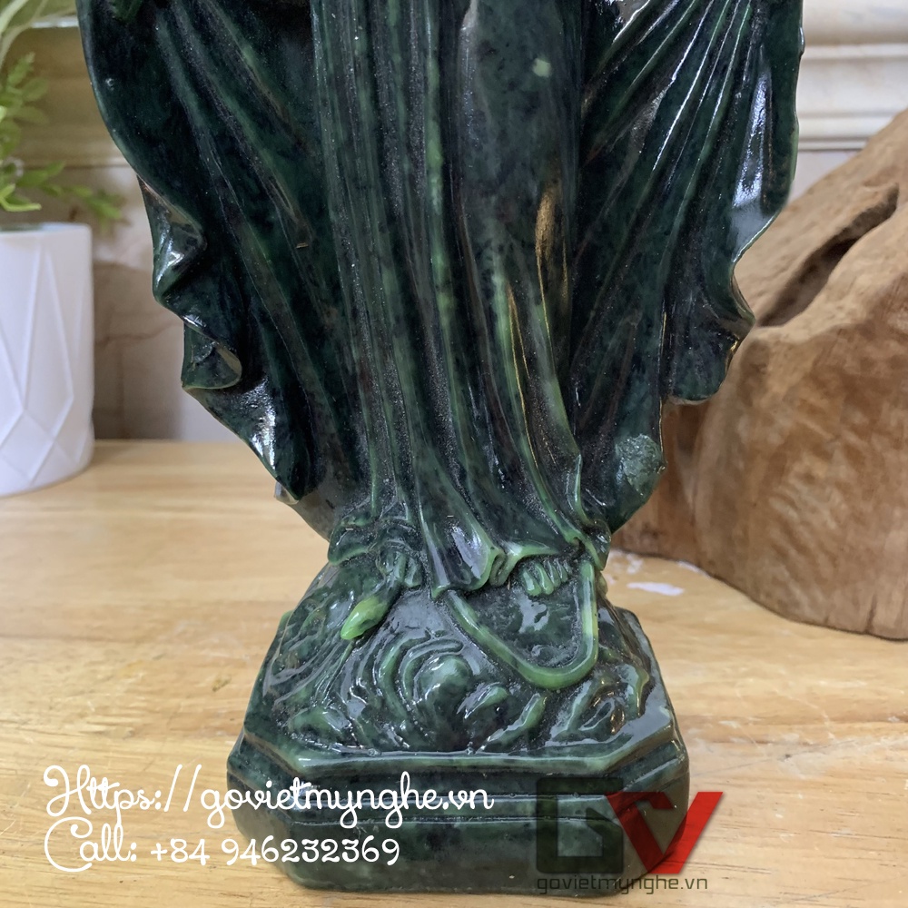 Tượng đá tượng thờ Đức mẹ Maria ban ơn tượng thờ đạo công giáo - xanh lục bích - Cao 32cm