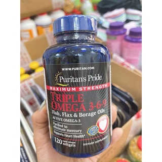 Viên uống hỗ trợ tim mạch Puritan's Pride Maximum Strength Triple Omega 3-6-9 Fish, Flax & Chia Oils