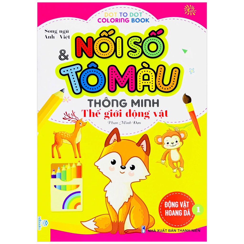Sách - Nối Số và Tô Màu Thông Minh Thế Giới Động Vật (song ngữ Anh - Việt) - Lẻ tùy chọn