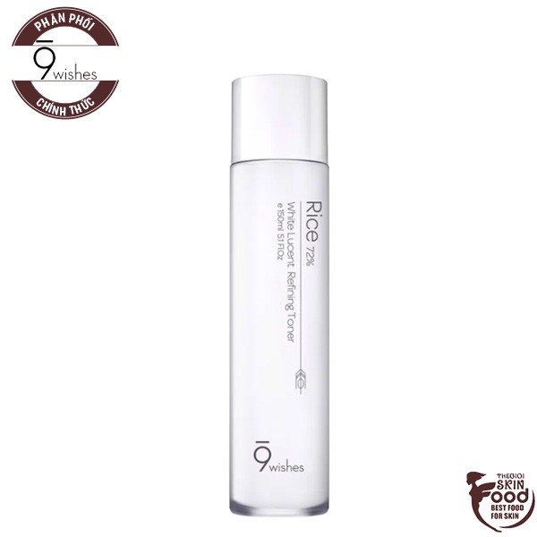 Nước Hoa Hồng Làm Sáng Da Chiết Xuất Gạo 9 Wishes Rice 72% White Lucent Refining Toner 150ml