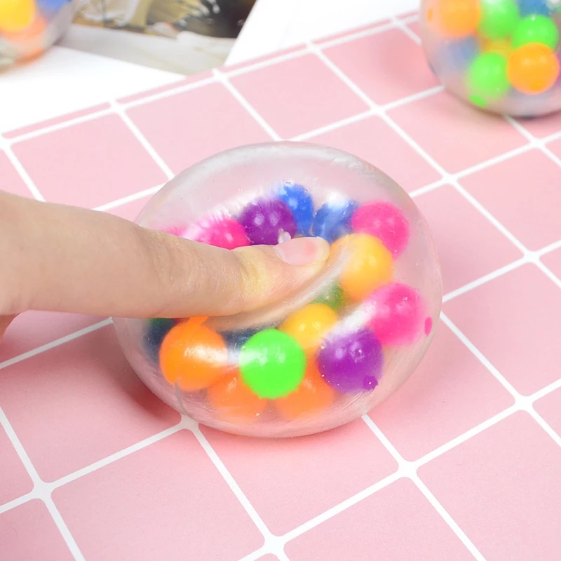 Đồ chơi quả bóng thông khí TPR cao su mềm đàn hồi có hạt màu sắc 6cm giải tỏa căng thẳng
