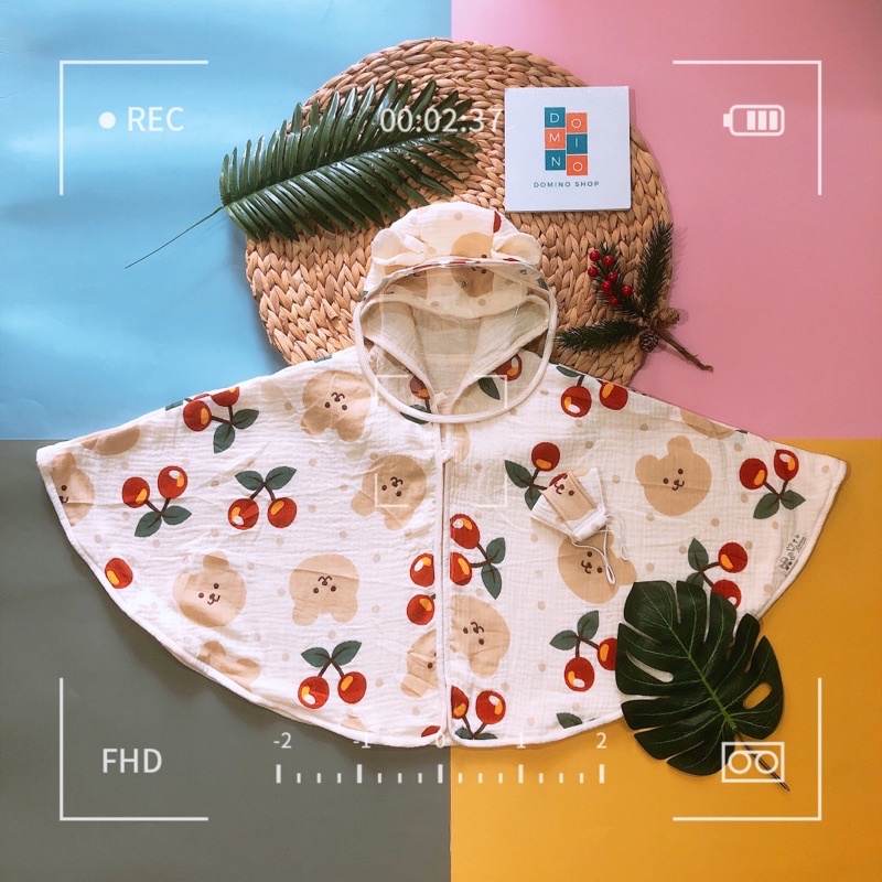 Vải xô muslin gấu cherry