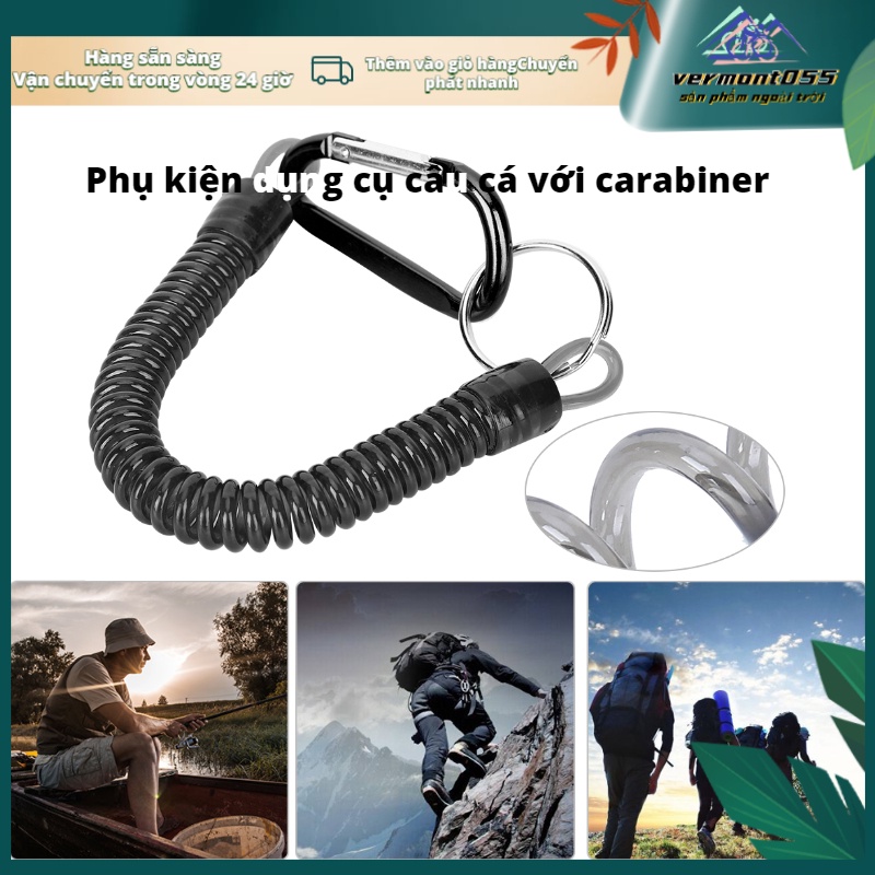 Hàng Hot Thiếu dây với Carabiner 90cm Kết nối linh hoạt Khóa treo Dây đeo chống thất lạc Hàng giao ngayVermont055