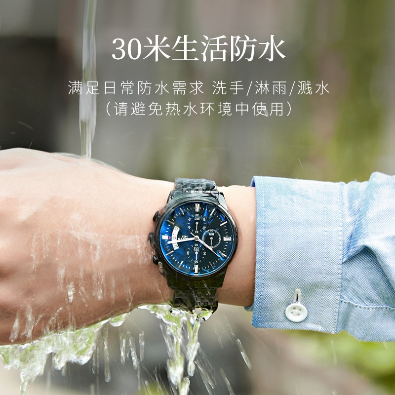 Đồng Hồ Thạch Anh Dạ Quang Dây Da Chống Nước Đa Năng Thời Trang Công Sở Cho Nam