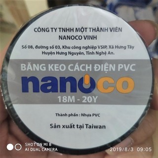 Băng keo điện NANOCO lớn nhỏ màu đen cách điện an toàn