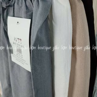 Quần culottes chất đũi cạp chun lơ dáng lỡ