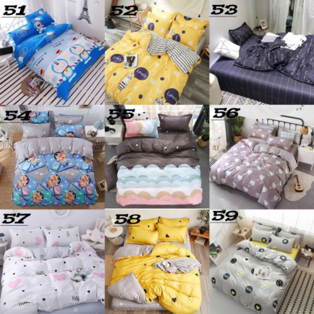 Trọn bộ 5 món chăn phao ga gối cotton poly nhập khẩu Hàn Quốc (gạt trái xem mẫu)