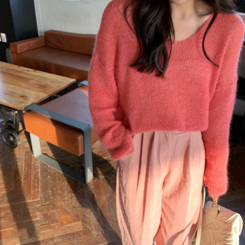 Áo Sweater Cổ Chữ V Phong Cách Hàn Quốc Thanh Lịch Cho Nữ