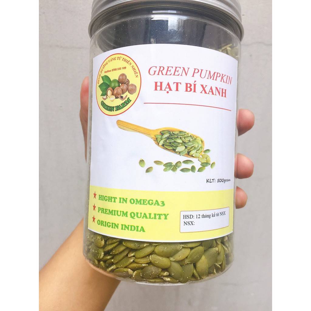 Nhân hạt bí xanh sấy chín nguyên vị 500g