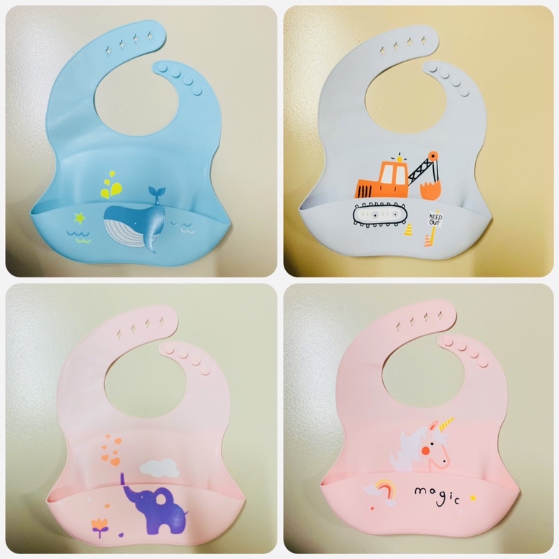 Yếm silicon ăn dặm có máng hứng phong cách Hàn Quốc,yếm silicone cho bé ăn dặm