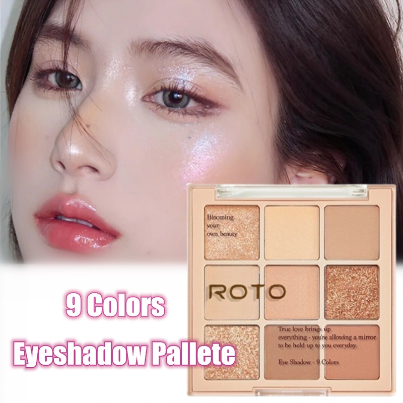 Bảng Phấn Mắt 9 Màu Sắc Tố Ngọc Trai Chống Nước Lâu Trôi Tự Nhiên Không Nhòe