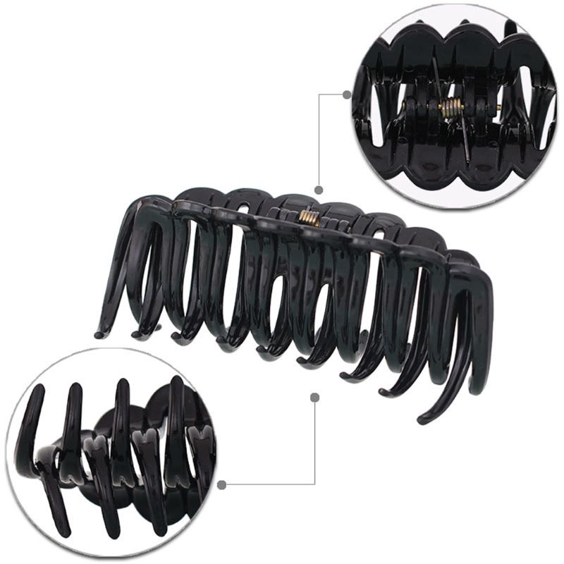 Kẹp Tóc Lò Xo Dạng Vuốt Cỡ Lớn 12cm Dày Màu Đen Đơn Giản Cho Bạn Nữ Dùng Khi Tắm
