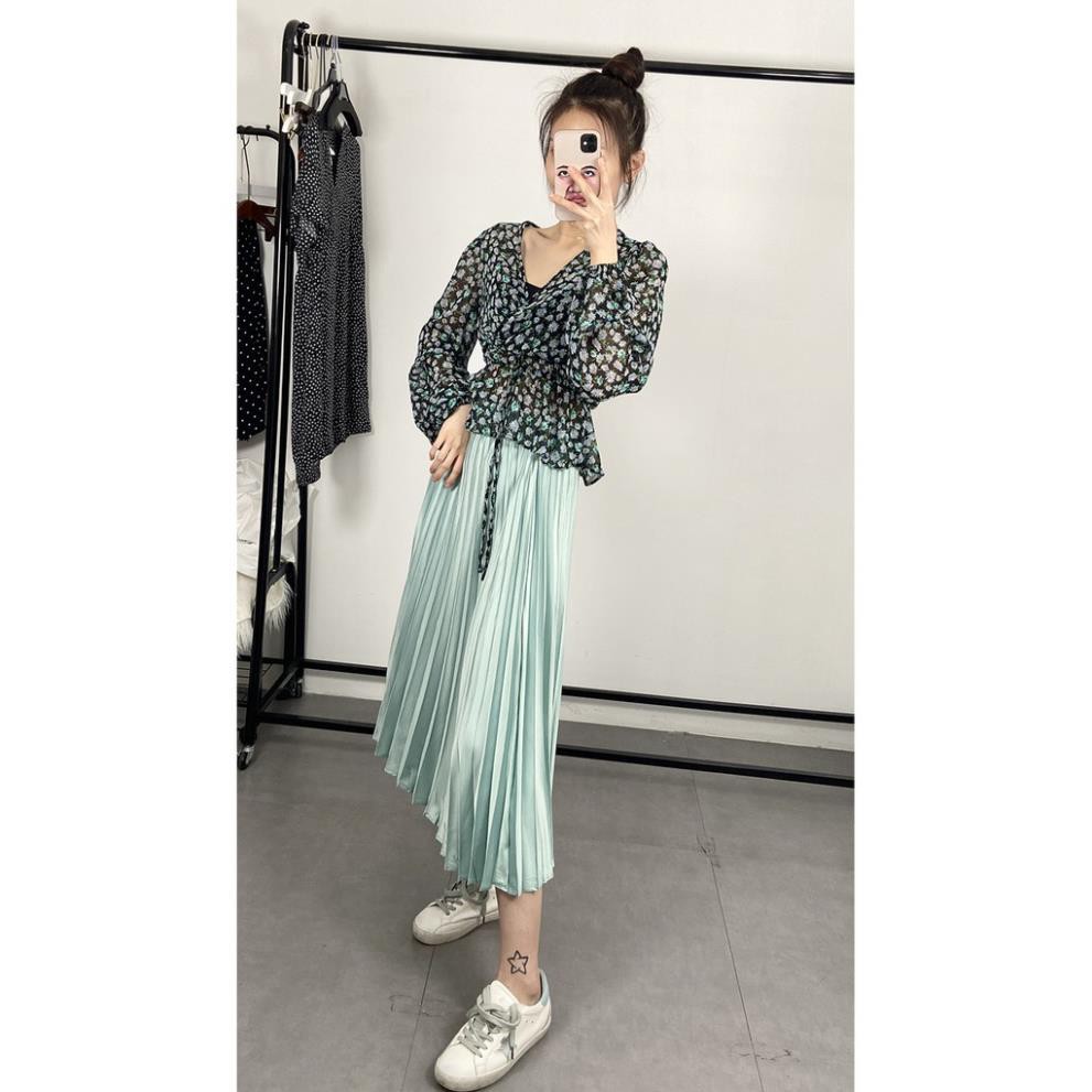 😍 🌸 🍀 9.9 Chân váy Zara màu xanh ngọc mẫu 2020 (Pleated Skirt) .. Đẹp .