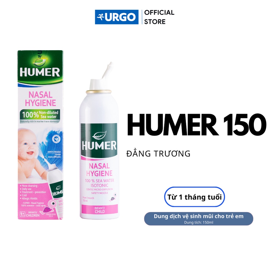 Humer - Dung dịch xịt vệ sinh mũi dùng cho Trẻ sơ sinh/Trẻ em - 100% nước biển - 150ml