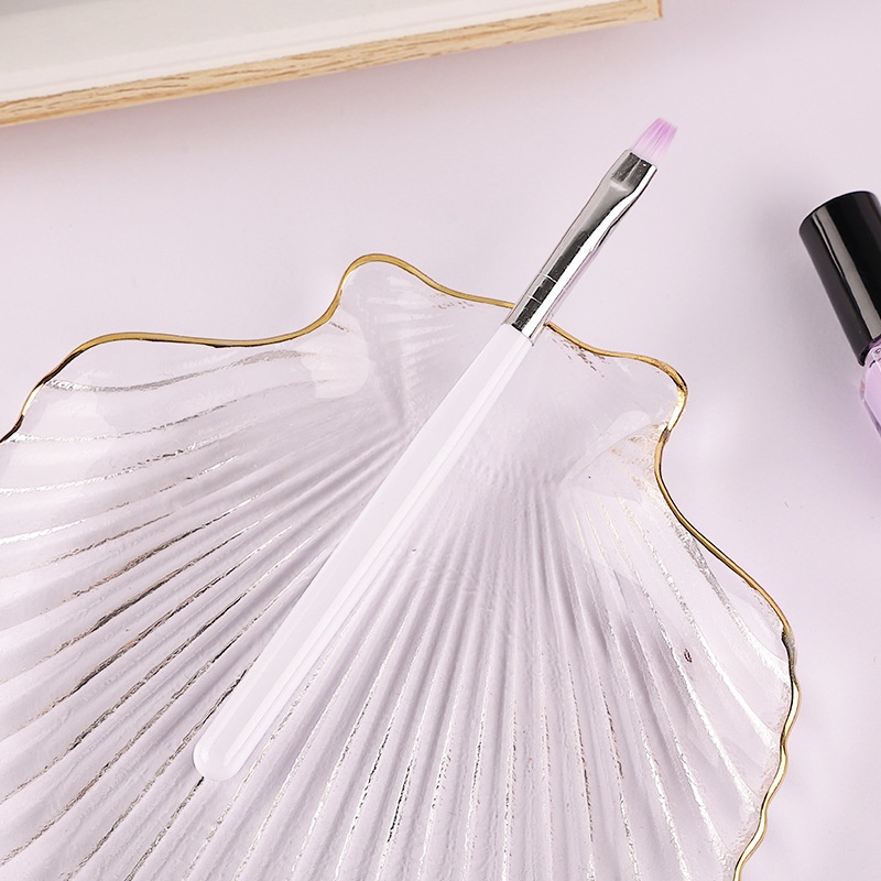 1 Cọ Vẽ Móng Tay Gel UV Đầu Dẹt Màu Trắng