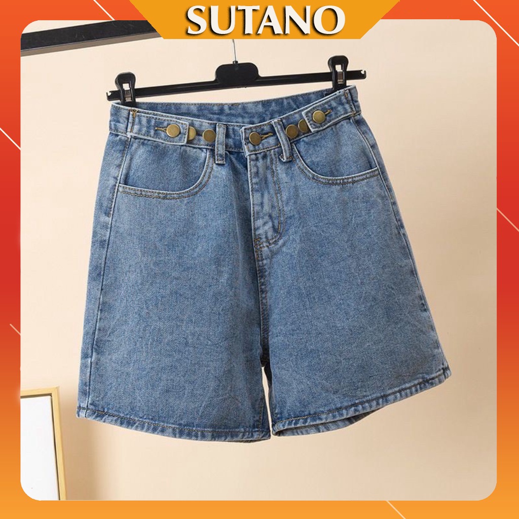 Quần short jean nữ ống rộng có cúc eo, quần sooc đùi chất bò mềm mịn Q436 SUTANO