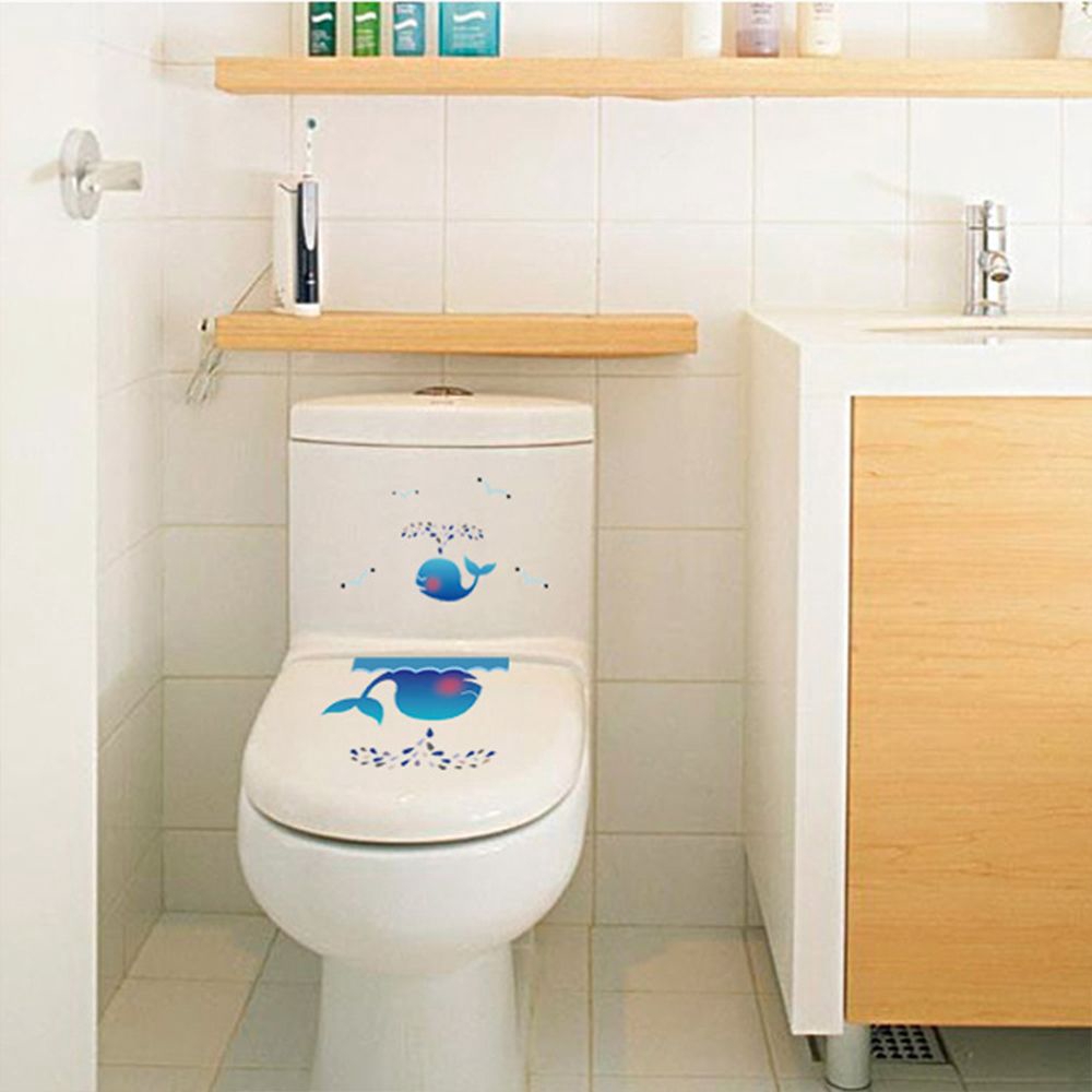Sticker dán bồn cầu họa tiết hình chú cá voi dễ thương