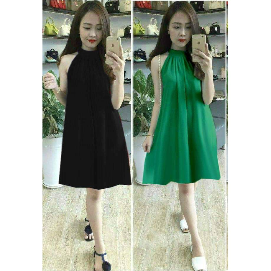 Đầm Bầu /đầm suông cổ yếm chất voan 2 lớp cao cấp | BigBuy360 - bigbuy360.vn