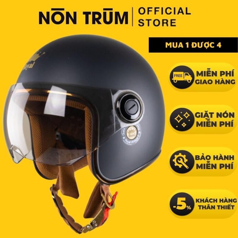 Mũ bảo hiểm Royal 3/4 M20K có kính khói trà che nửa mặt, viền đồng, bảo hành 12 tháng được phân phối tại Nón Trùm