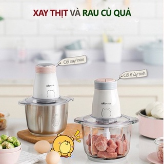 Máy xay thịt Bear đa năng kiểu dáng hiện đại, cối thủy tinh nhiều chức năng xay: xay hành, tỏi, ớt, hạt, rau củ, thịt