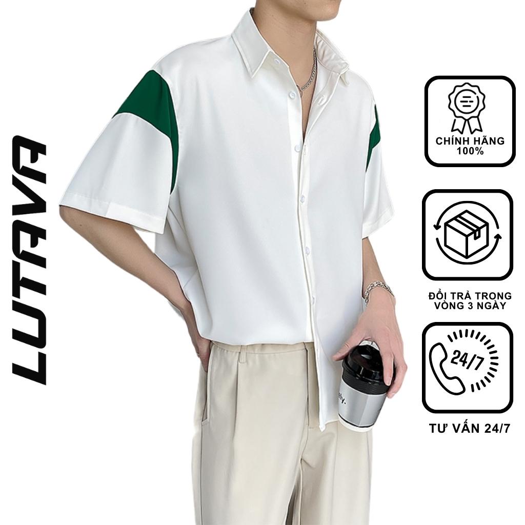 Áo sơ mi tay ngắn LUTAVA kiểu tay phối thời trang phong cách Hàn Quốc ASMCT 01
