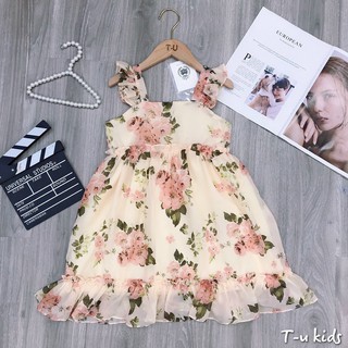 Váy lụa hoa hồng TU bé gái