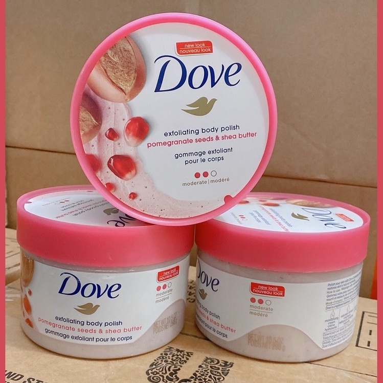 Tẩy da chết Dove Exfoliating Body Polish bản Đức/Mỹ, tẩy tế bào chết toàn thân Dove