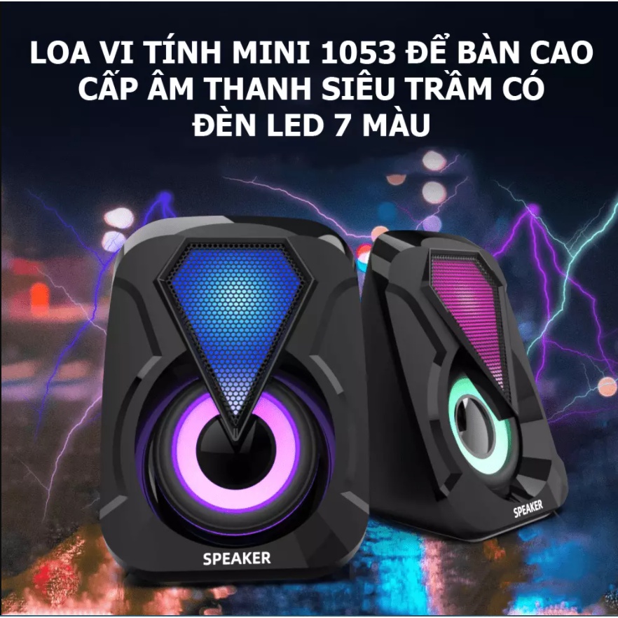 Loa Máy Tính Vi Tính Mini Laptop Để Bàn Cao Cấp Siêu Bass Led 7 Màu 1046 1053