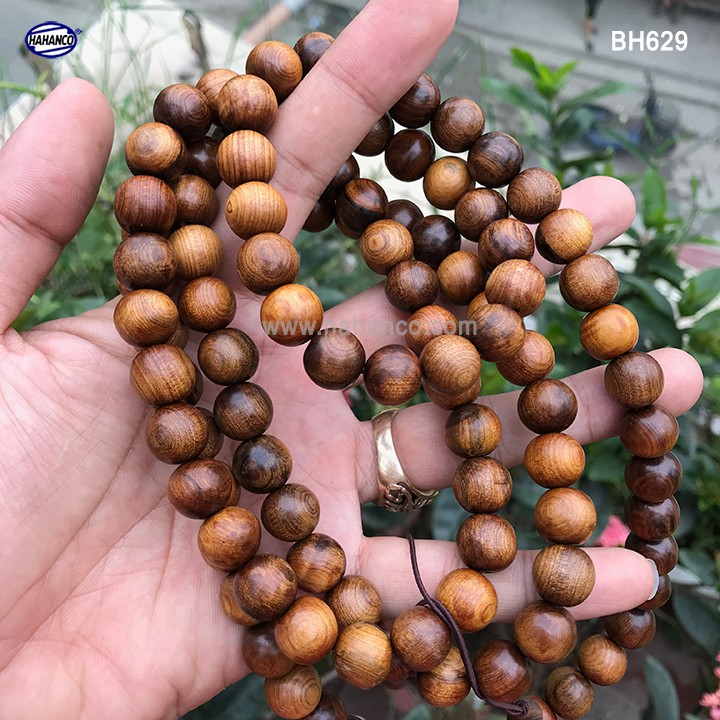Tràng 108 hạt gỗ Bách Xanh cổ thụ - 12ly - có thể đeo tay và cổ (BH629)