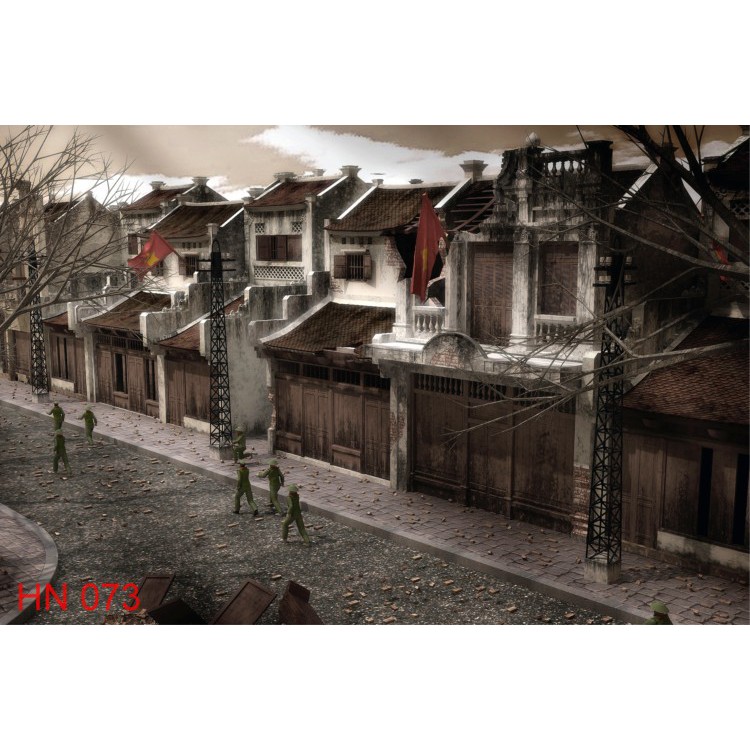 Tranh dán tường 3D Hà Nội xưa, tranh cổ điển phong cảnh Hà Nội xưa