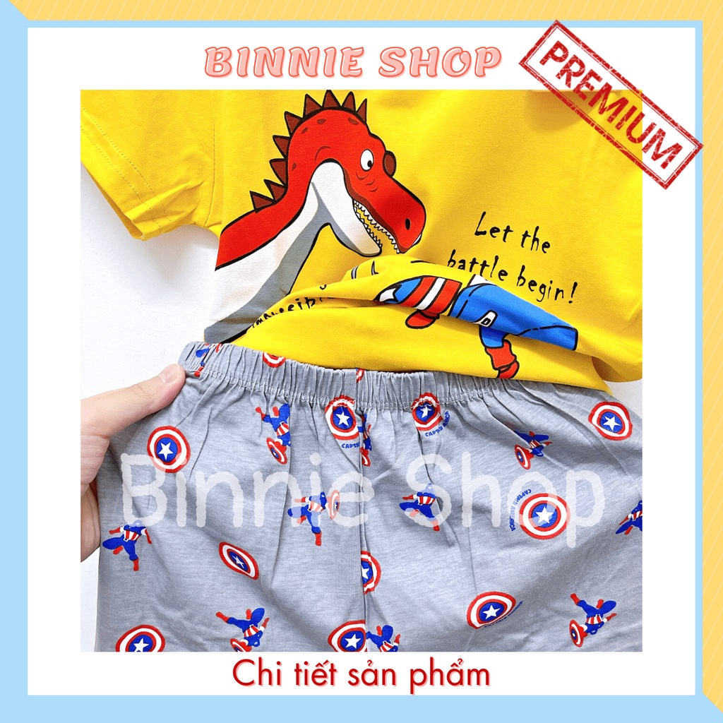 Đồ bộ tay ngắn BINNIE SHOP Đồ bộ mùa hè bé trai từ 8-16kg  chất vải cotton quảng châu xuất hàn KaiKai KTN2