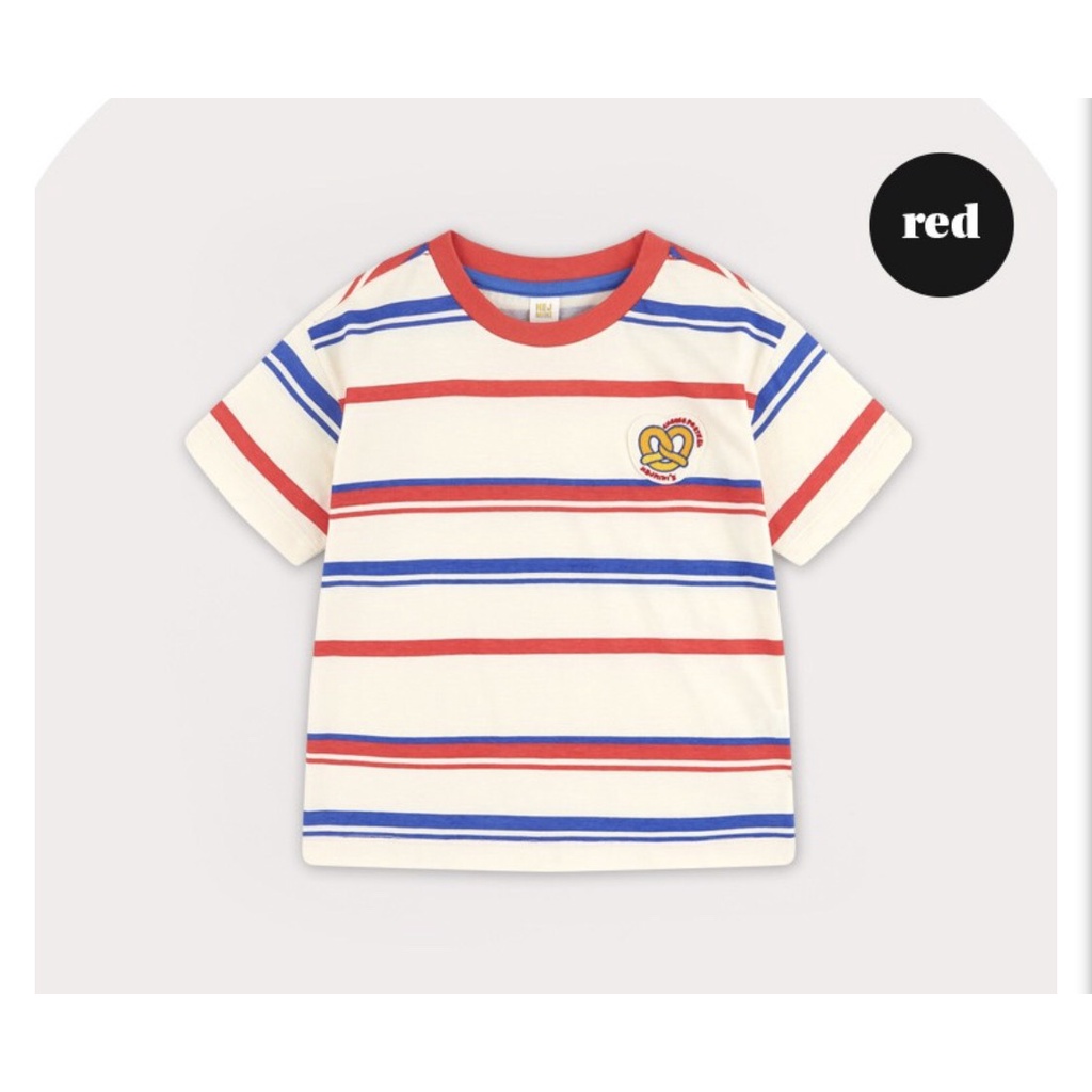 Áo cotton kẻ bé trai tag ngực xoắn Hej. HA2890