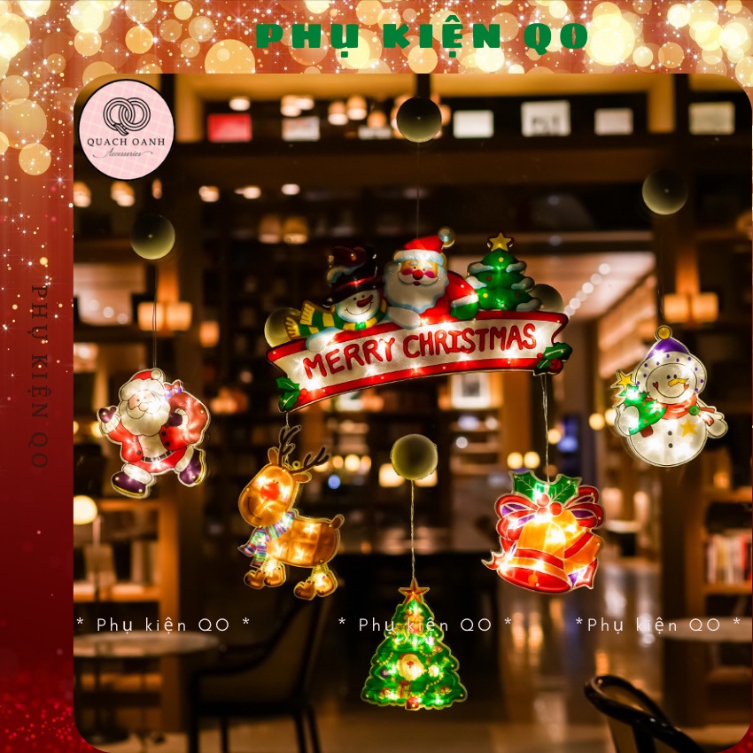 Đèn LED Nhiều Mẫu NOEL GIÁNG SINH Sử Dụng PIN Có Nút Hít Mặt Kính Trang Trí DECOR dịp LỄ TẾT - DEN01