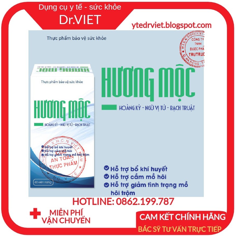 Hộp 60 viên uống khử mùi hôi nách HƯƠNG MỘC- Khử mùi ngăn ngừa cải thiện mùi cơ thể, hôi nách, hôi tay, chân, nặng mùi